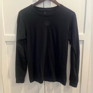 WRLDINVSN Men's Shirt Black S Ling Sleeve Crewneck Casual Cotton Graphic Logo